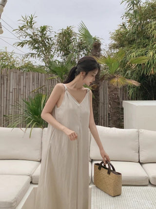 V-neck suspender dress