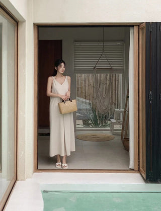 V-neck suspender dress