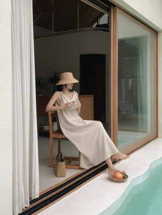 V-neck suspender dress