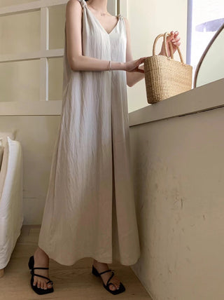 V-neck suspender dress