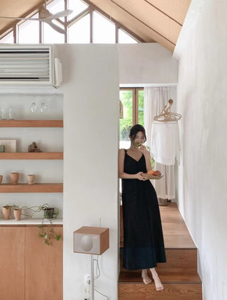 V-neck suspender dress