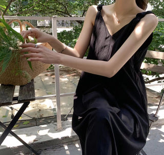 V-neck suspender dress