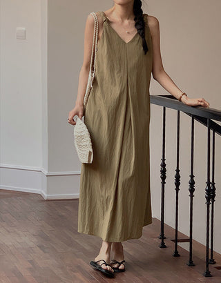 V-neck suspender dress