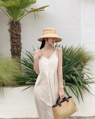 V-neck suspender dress