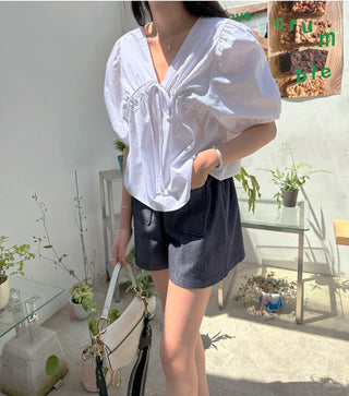 Drawstring puff Top
