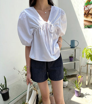 Drawstring puff Top