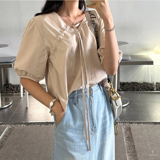Drawstring puff Top