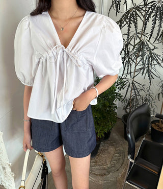 Drawstring puff Top
