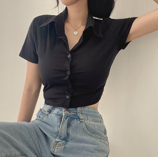 Lapel waist Top