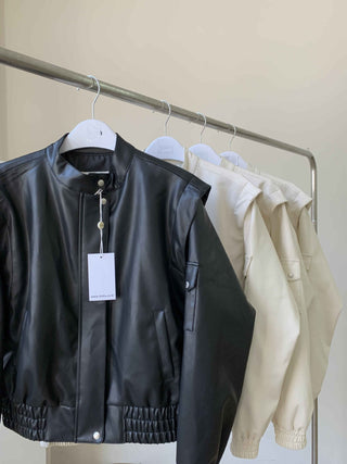 Black leather coat