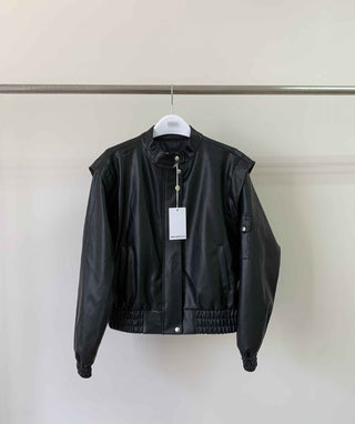 Black leather coat