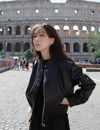 Black leather coat