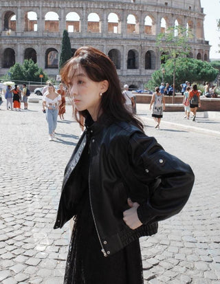 Black leather coat
