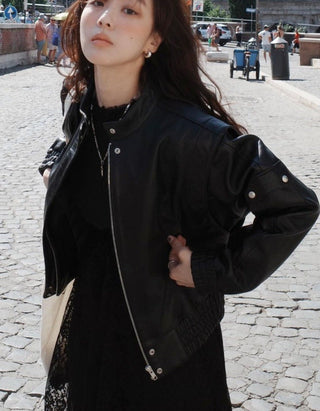 Black leather coat