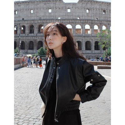 Black leather coat