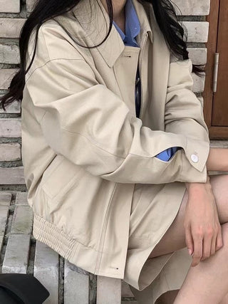 Zipper shorts suit Jacket
