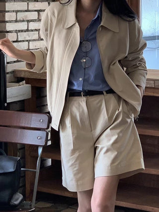 Zipper shorts suit Jacket