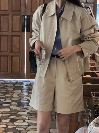 Zipper shorts suit Jacket