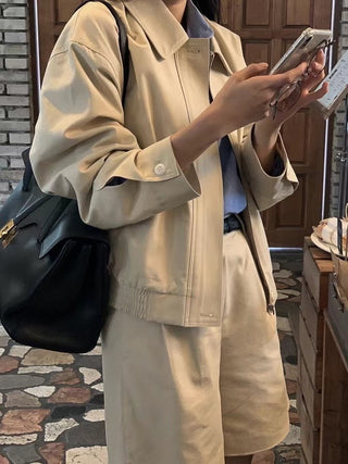 Zipper shorts suit Jacket