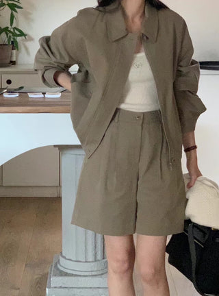 Zipper shorts suit Jacket