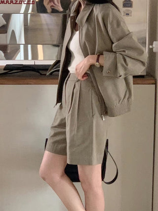Zipper shorts suit Jacket