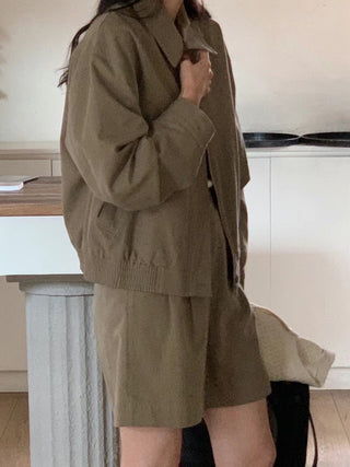 Zipper shorts suit Jacket
