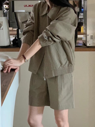 Zipper shorts suit Jacket