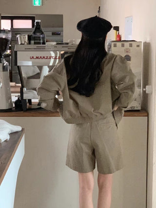 Zipper shorts suit Jacket