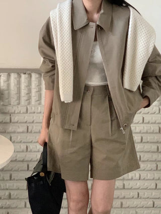 Zipper shorts suit Jacket