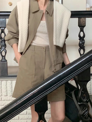 Zipper shorts suit Jacket