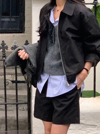 Zipper shorts suit Jacket