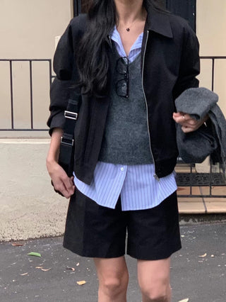 Zipper shorts suit Jacket