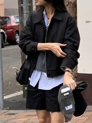 Zipper shorts suit Jacket