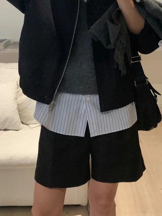 Zipper shorts suit Jacket