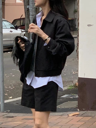 Zipper shorts suit Jacket