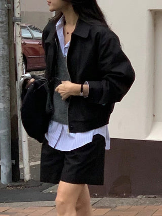 Zipper shorts suit Jacket