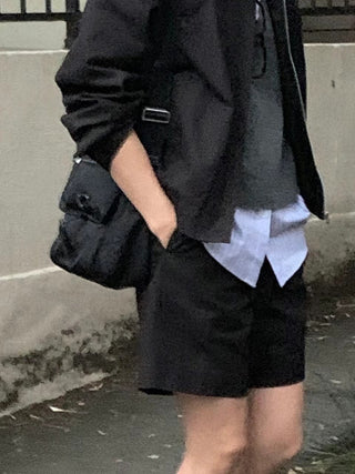 Zipper shorts suit Jacket