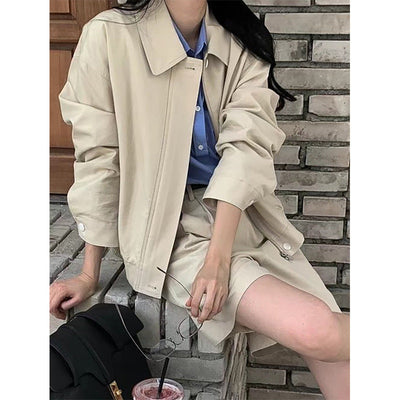 Zipper shorts suit Jacket