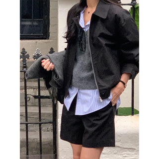 Zipper shorts suit Jacket