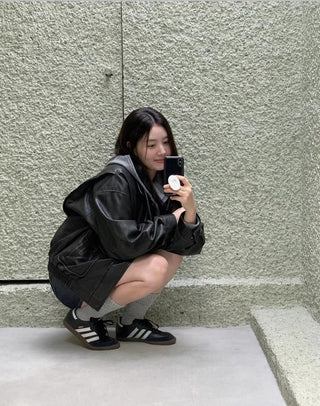 Minority-style leather coat