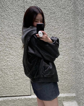Minority-style leather coat