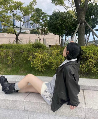 Minority-style leather coat