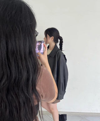 Minority-style leather coat