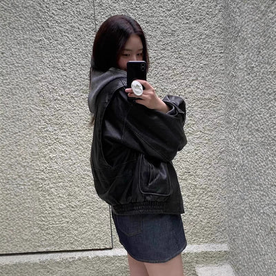 Minority-style leather coat