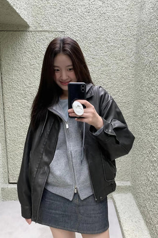 Minority-style leather coat