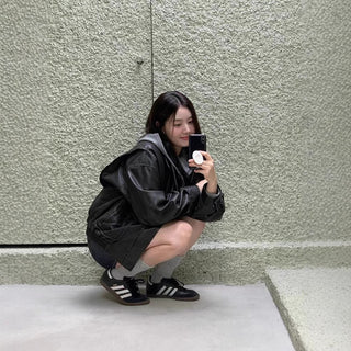 Minority-style leather coat