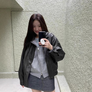 Minority-style leather coat