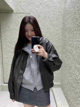 Minority-style leather coat