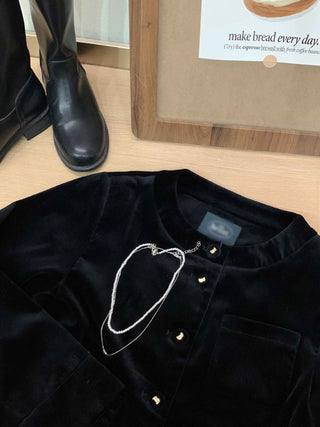 Velvet buckle coat