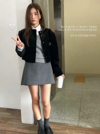 Velvet buckle coat